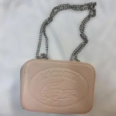LACOSTE ピンクレザーショルダーバッグ