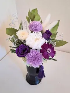 豪華大きめ高さ45センチ プリザーブドフラワー 仏花　1基　花器あり　お彼岸 豪華大きめ高さ45センチ プリザーブドフラワー 仏花 1基 花器あり お