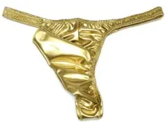 Lサイズ　エナメル２WAY生地　サオ出しTバック　ゴールド　ET55