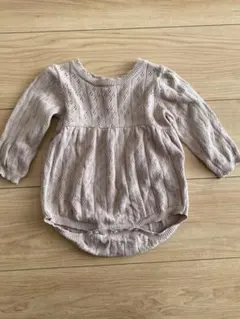 薄手ニットロンパース　ピンクベージュ　80㎝