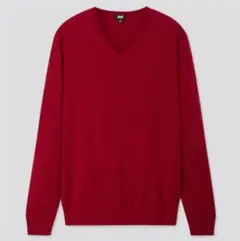 UNIQLO　エクストラファインメリノVネックセーター（長袖）　レッド
