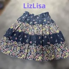 LIZ LISA小花柄 フレアスカート レース装飾 ブラウン - メルカリ