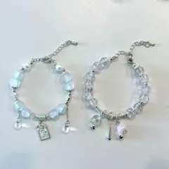 期間限定エレガントなアクリルビーズブレスレット⑪薔薇チャーム　2個セット