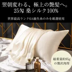 新品 最高級桑シルク100% 枕カバー 25匁 6A 美髪 美肌 95g 洗えるのサムネイル
