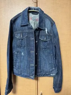 ダメージ加工 ダークブルー デニムジャケット