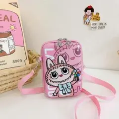 LABUBUポシェット ショルダーバッグ ミニポーチ キッズ ポシェット ピンク
