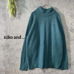 ニコアンド　長袖ニット　セーター　ハイネック　ウール混　ゆったり　洗濯可　秋冬