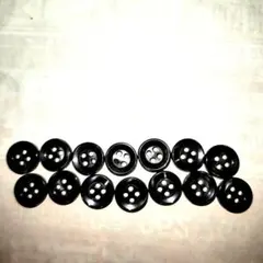 ドレス／ワイ シャツの黒の4穴プラスチックボタン 14個セット/直径約8mm