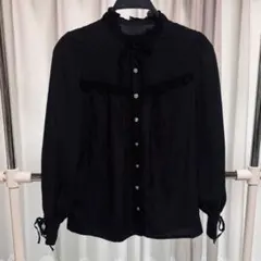 い*ご様 axes femme kawaii 長袖ブラウス ブラック 袖編み上げ