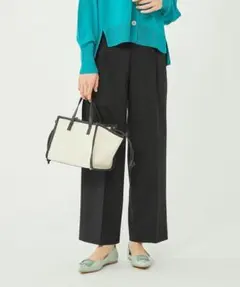 green label relaxing ライトカチリラ ワイドパンツ 黒34