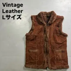 vintage スエードパッチワークベスト　内ボア　カウボーイコア　L