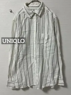 k0844 UNIQLO フランネルチェックシャツ オフホワイトのサムネイル