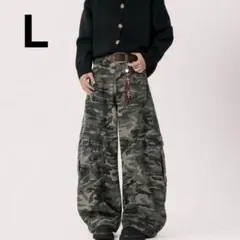 y2kデニムパンツ 迷彩バギーデニム　新品未使用　迷彩デニム　L