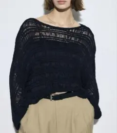 AZUL BY MOUSSY テープヤーンドルマンニットトップス ブラック 新品