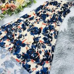 GU 花柄プリント　ロングフレアワンピース　Lサイズ　大きめ　ノースリーブ