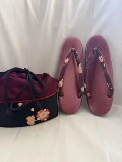 ワインレッド 草履 花柄鼻緒