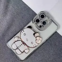 iPhone13/14ケースハローキティ  キティちゃん　キラキラミラー付き