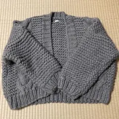 GYDA ケーブル編み ニットカーディガン グレー