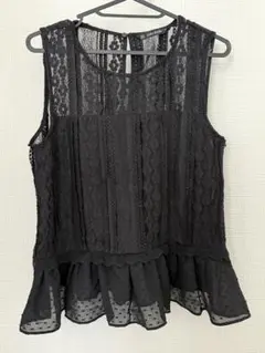 ZARA BASIC ブラック レース ノースリーフリル