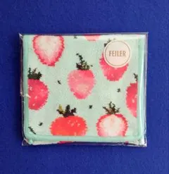 FEILER　ラブラリー　ストロベリードット　ハンカチポーチ　ペールグリーン