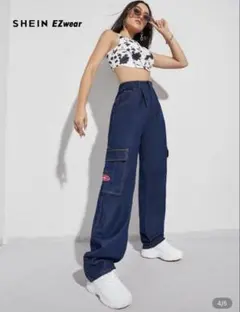 SHEIN ワイドパンツ ダークブルー