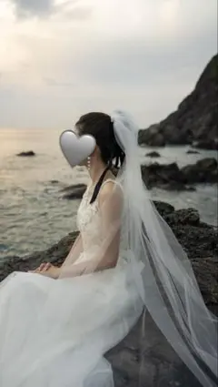 ホワイト ロングウェディングベール　コーム付き