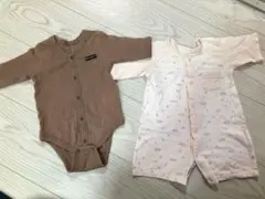 70 長袖 50〜60 西松屋 ロンパース 茶色 無地 ピンク ハリネズミ 2枚