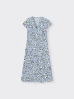 GU ♡ 花柄 半袖ワンピース 水色