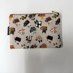 ハンドメイド　フラットポーチ　猫