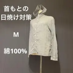 フード付きシャツ フード付きブラウス Mストライプ シアー 日焼け対策のサムネイル