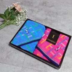 新品　イヴサンローラン　フェイスタオル　2枚セット　ピンク　ブルー　新生活