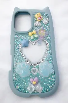 iPhone16 推し活デコケース ハート窓 猫耳 キラキラ トレカ