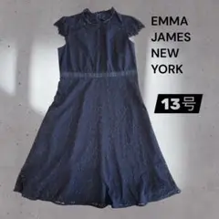 エマジェイムス 13号 総レースワンピース ネイビー 大きいサイズ 膝丈 結婚式
