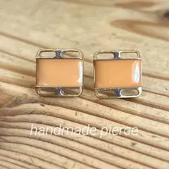 ハンドメイド　レトロボタンピアス362