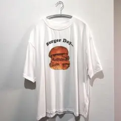 ハンバーガー 半袖Tシャツ (Lサイズ) レディース トップス ホワイトのサムネイル