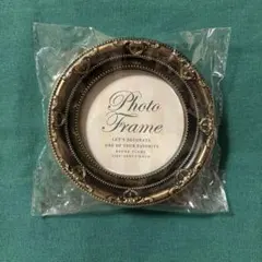 アラベスク フォトフレーム　丸　ブラック　アンティーク　ゴールド　黒　写真　推し