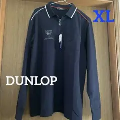 DUNLOP ハーフジップ カットソー 長袖 メンズ XL 濃青 ダンロップ 衿
