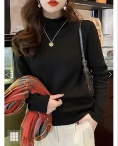 カシミヤタッチハイネックニットトップス[cu233]