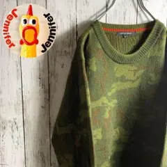 【vintage】ラトルトラップ 古着 90s メンズ セーター 緑 迷彩 希少のサムネイル