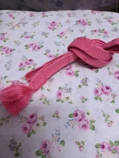 ピンク 編み込み 帯締め 房付き