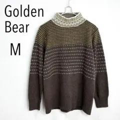 Golden Bear デザインニット セーター M タートルネック 毛混