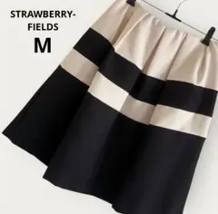 STRAWBERRY-FIELDS フレアスカート 白 黒 バイカラー 上品 Mのサムネイル