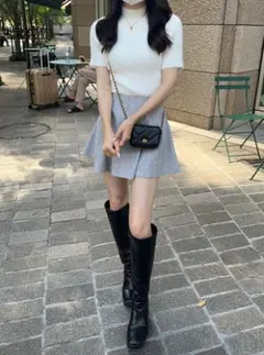 インパン裏地付きツイードフレアミニスカート