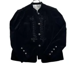 チャイナジャケット　チャイナボタン　ベロア　メタルボタン　vintage 黒