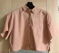ピンク 半袖　シャツ　クロップド　GU