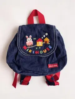 美品　MIKI HOUSE デニム リュック うさぎ 刺繍のサムネイル
