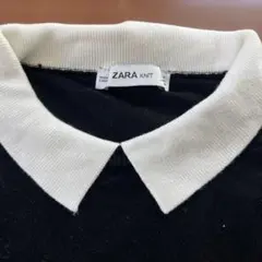 【上品パールボタン】ZARA 襟付きバイカラーニット カフスデザイン