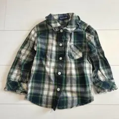 ラルフローレン　チェック　フリル付き長袖シャツ