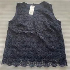 タグ付き新品未使用 UNIQLO 69 navy レース ノースリーブT L