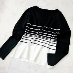 マックスマーラ　MaxMara　白タグ　ボーダーニット　セーター　vネック　黒